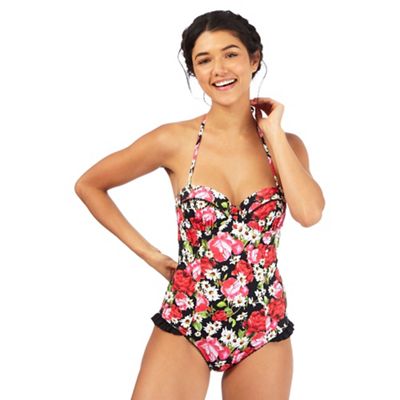 Floozie by Frost French Multi-coloured floral print low neckline swimsuit